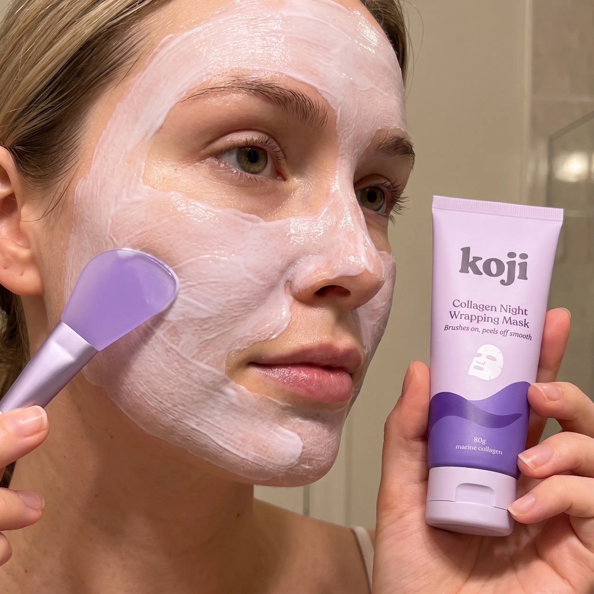 Brushing on the koji night mask