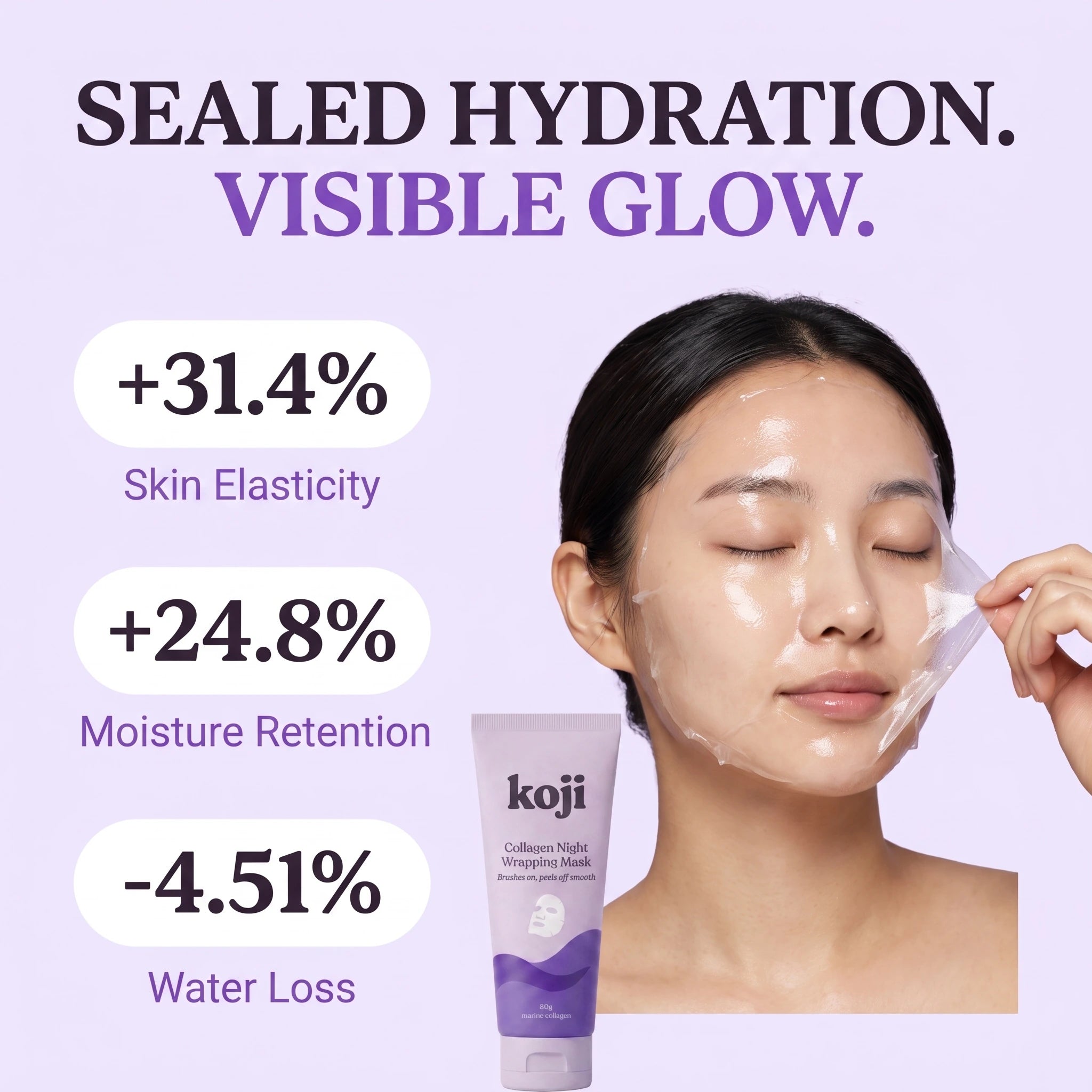 Sealed hydration, visible glow — clinical stats